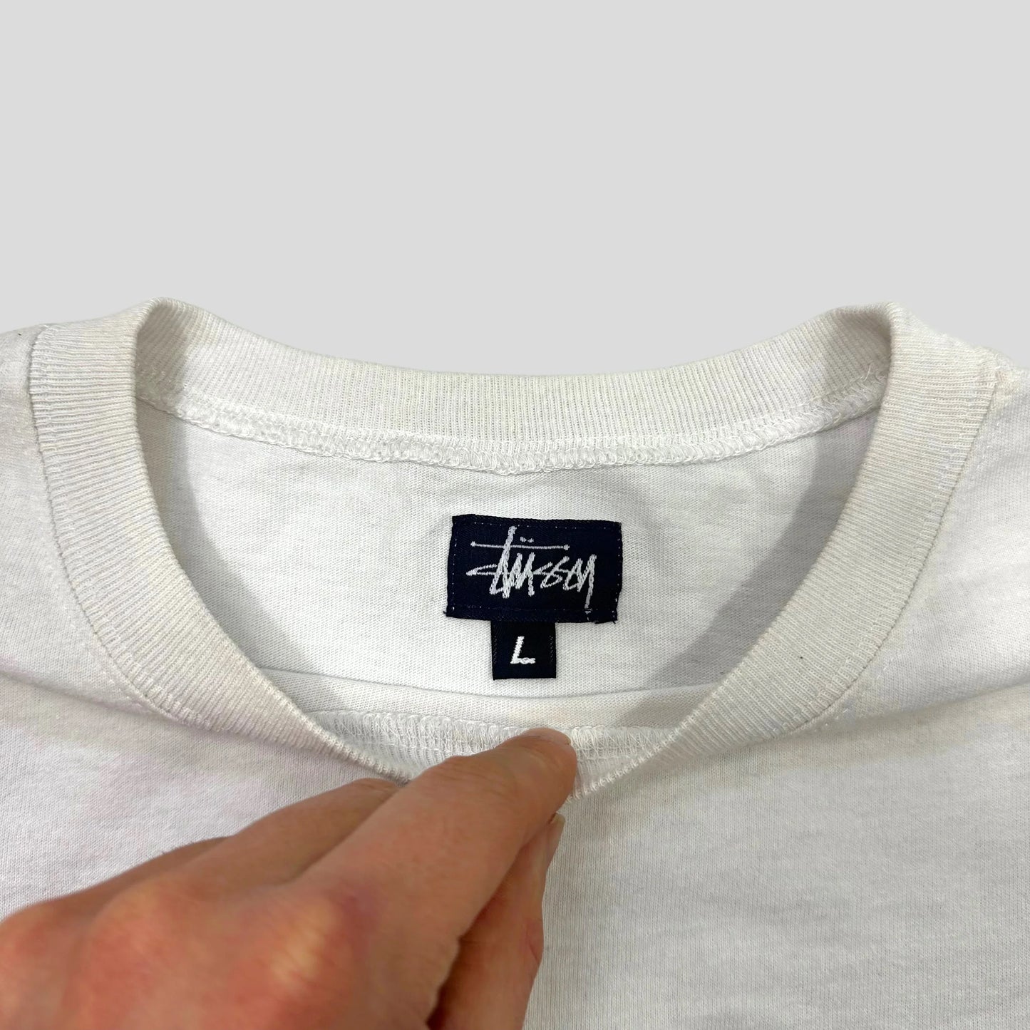 Stussy 90’s Striped Stock Logo T-shirt - L