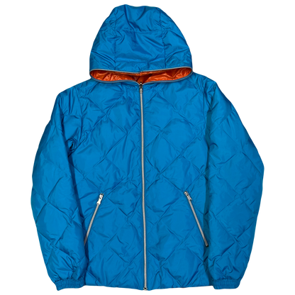 Takeo Kikuchi Diamond Stitch Reversible Puffer Jacket In Blue & Orange (L) | Large, Blue