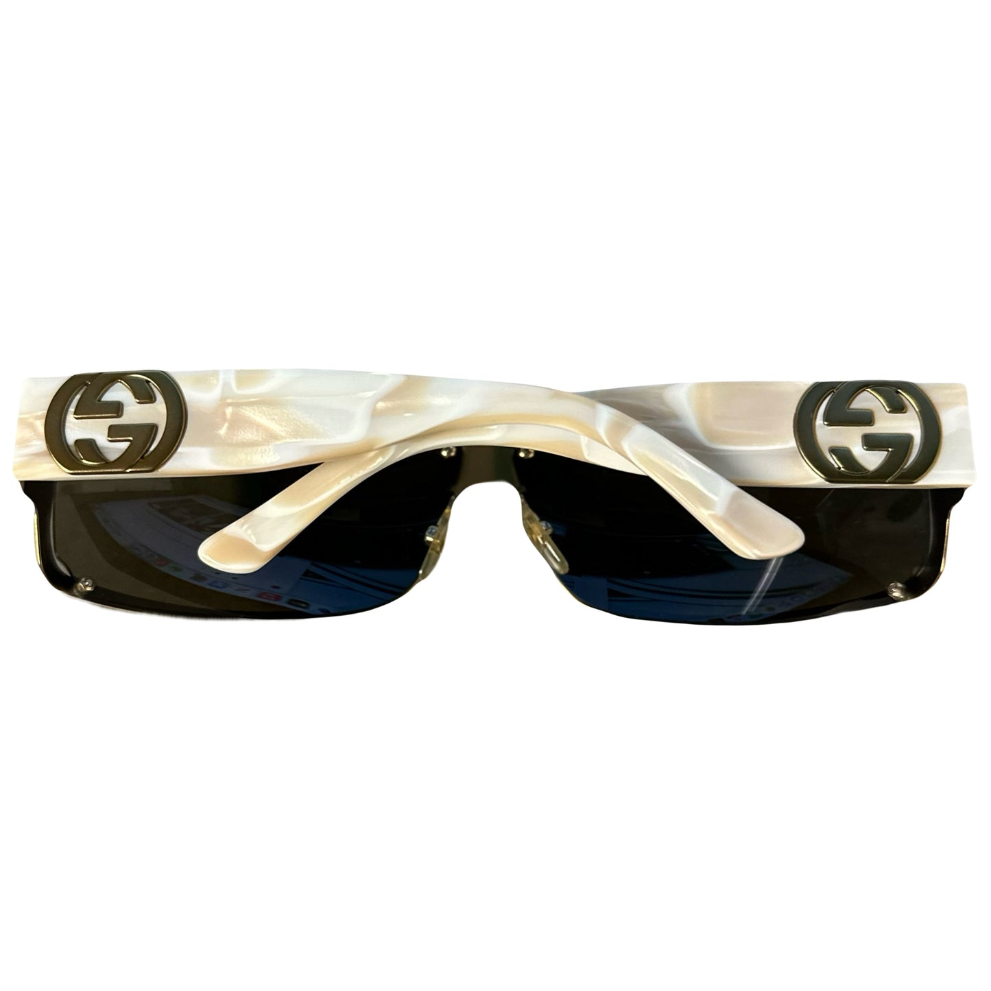 Gucci Sunglasses In Marble White & Gold