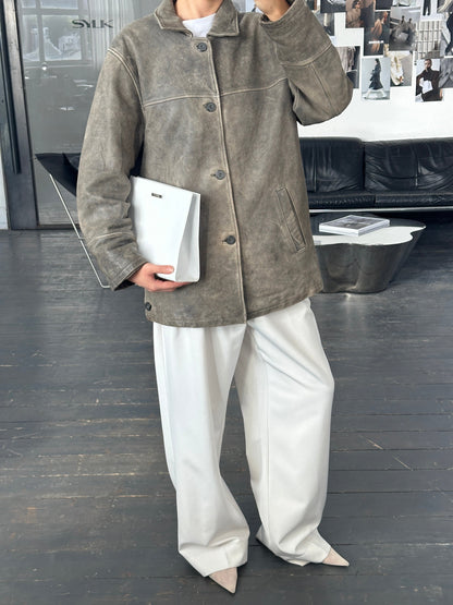 Italian Vintage 1990s Aged Leather Jacket - XL