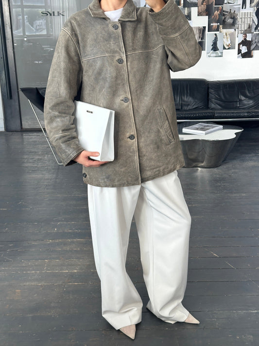 Italian Vintage 1990s Aged Leather Jacket - XL