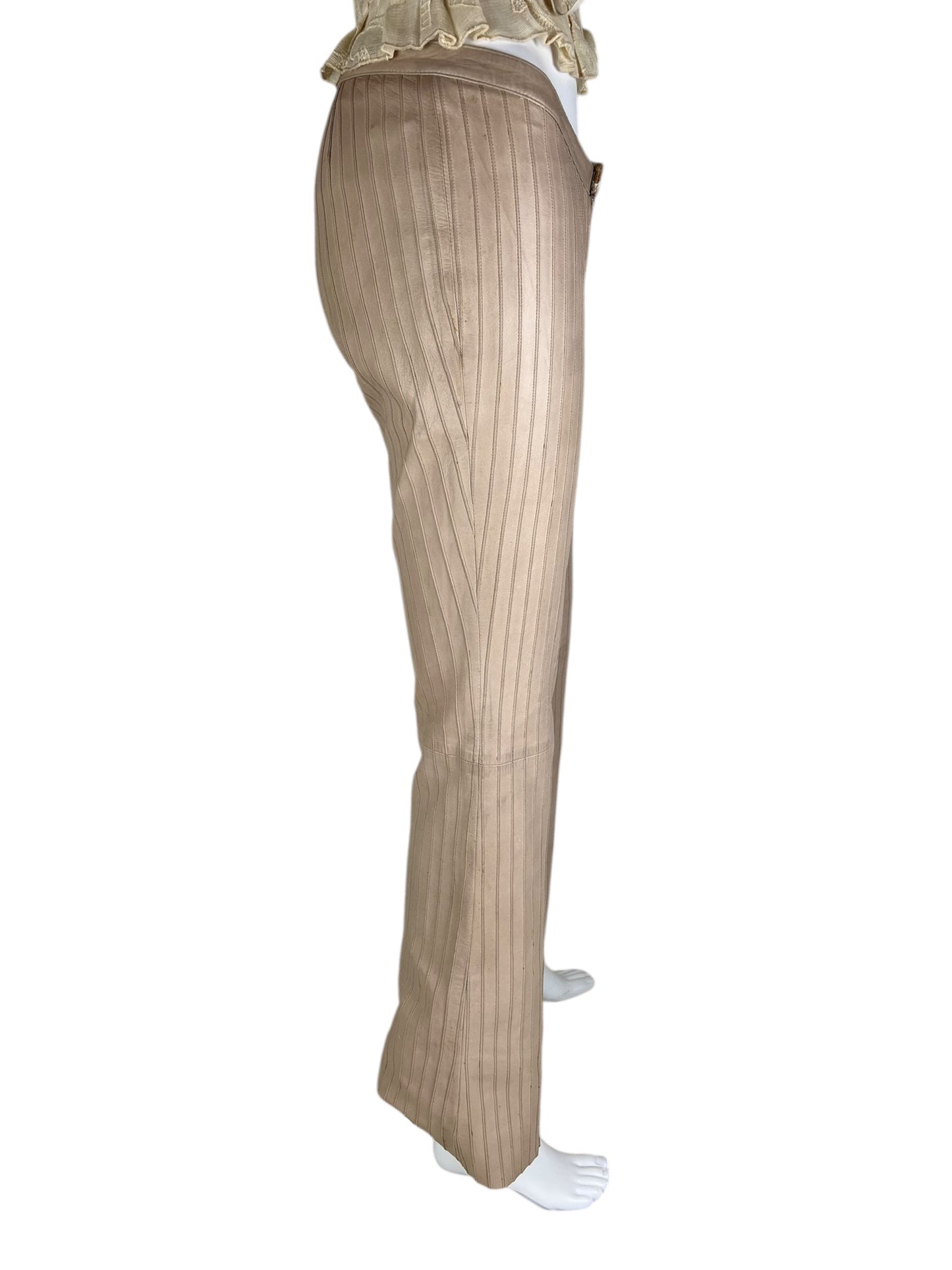 Gucci F/W 1999 leather pinstripe trousers Tom Ford era