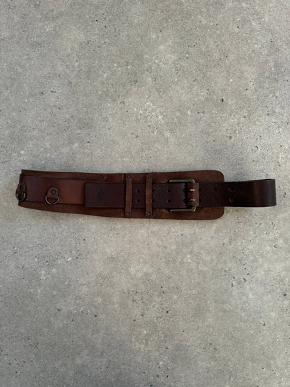 Vintage 1980s Leather Hardware Belt - W30-36