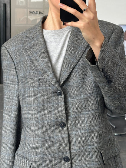 Yves Saint Laurent Pour Homme 1990s Pure Wool Check Blazer - 40R/L