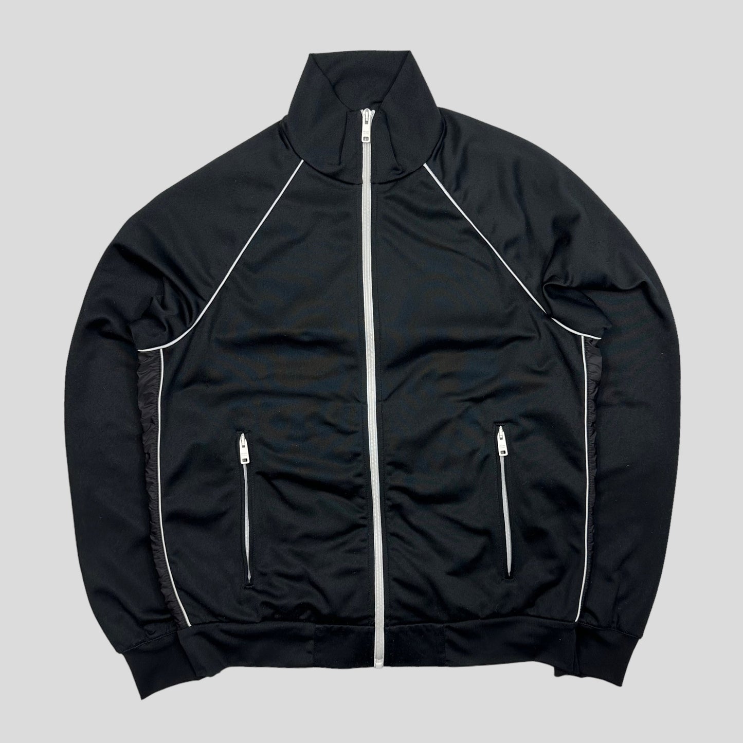 Prada Milano 2018 Nylon Panelled Rubber Logo Track Jacket - M