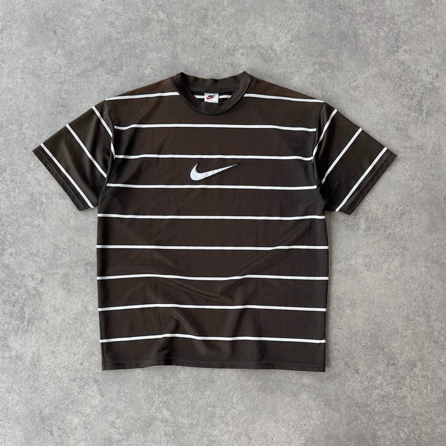 Nike RARE 1990s heavyweight striped nylon t-shirt (L)