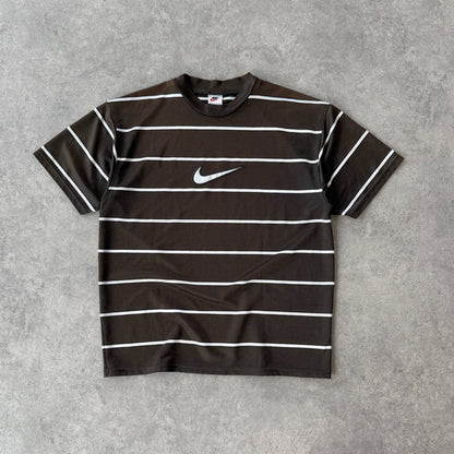 Nike RARE 1990s heavyweight striped nylon t-shirt (L)