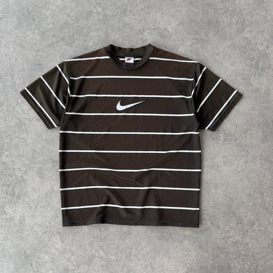 Nike RARE 1990s heavyweight striped nylon t-shirt (L)