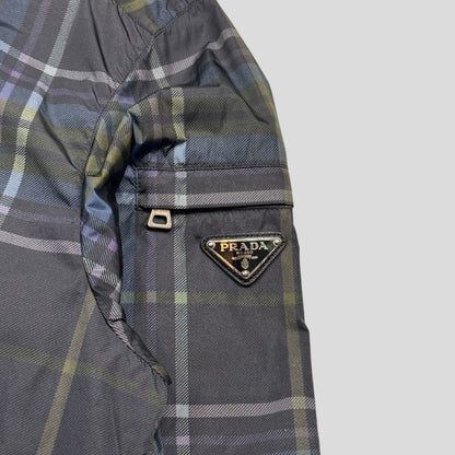 Prada 2011 SAMPLE Shadow Plaid Nylon-PU Resin Coated Windbreaker - M/L | Default Title, Dark Shadow Plaid