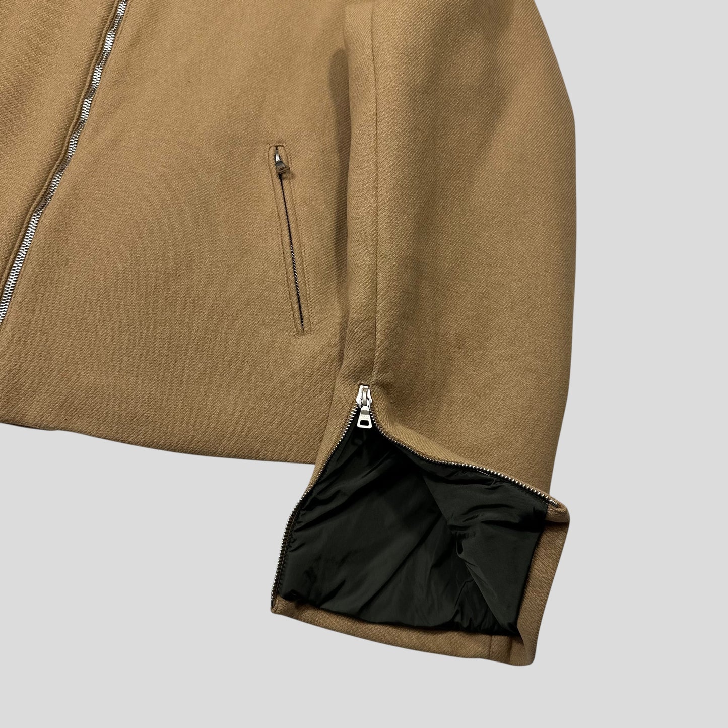 Prada Milano 1999 Wool Padded Leather Detailed Biker Jacket - L | Default Title, Multicoloured