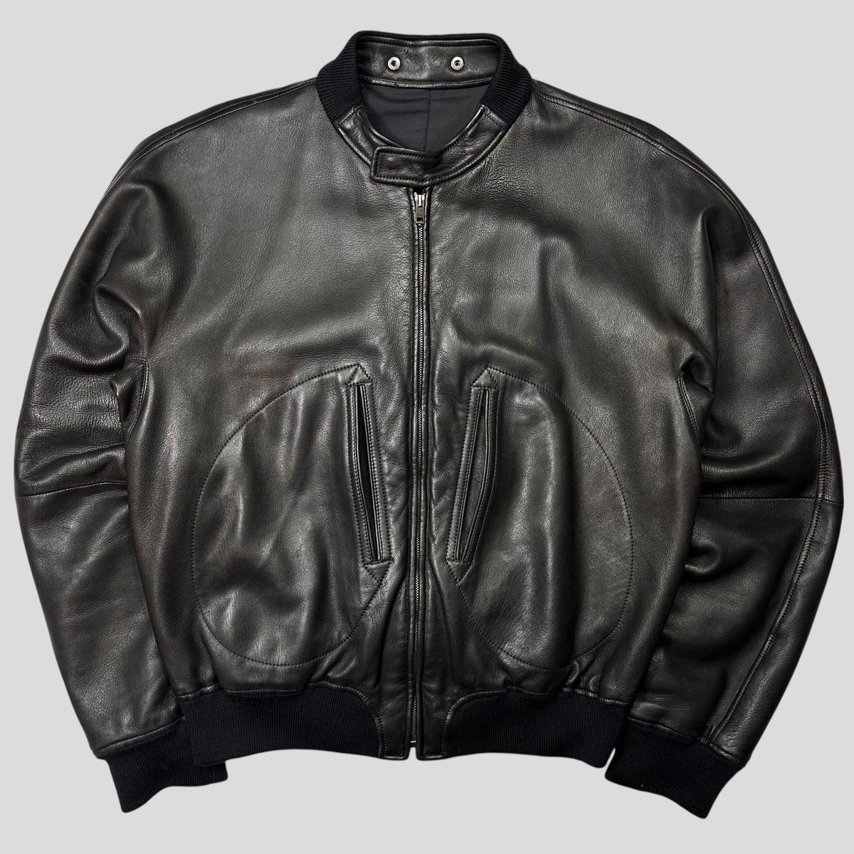 Gucci by Tom Ford FW03 Leather + Silk Pleated Padded Flight Jacket - IT50 (M/L) | Large, Black