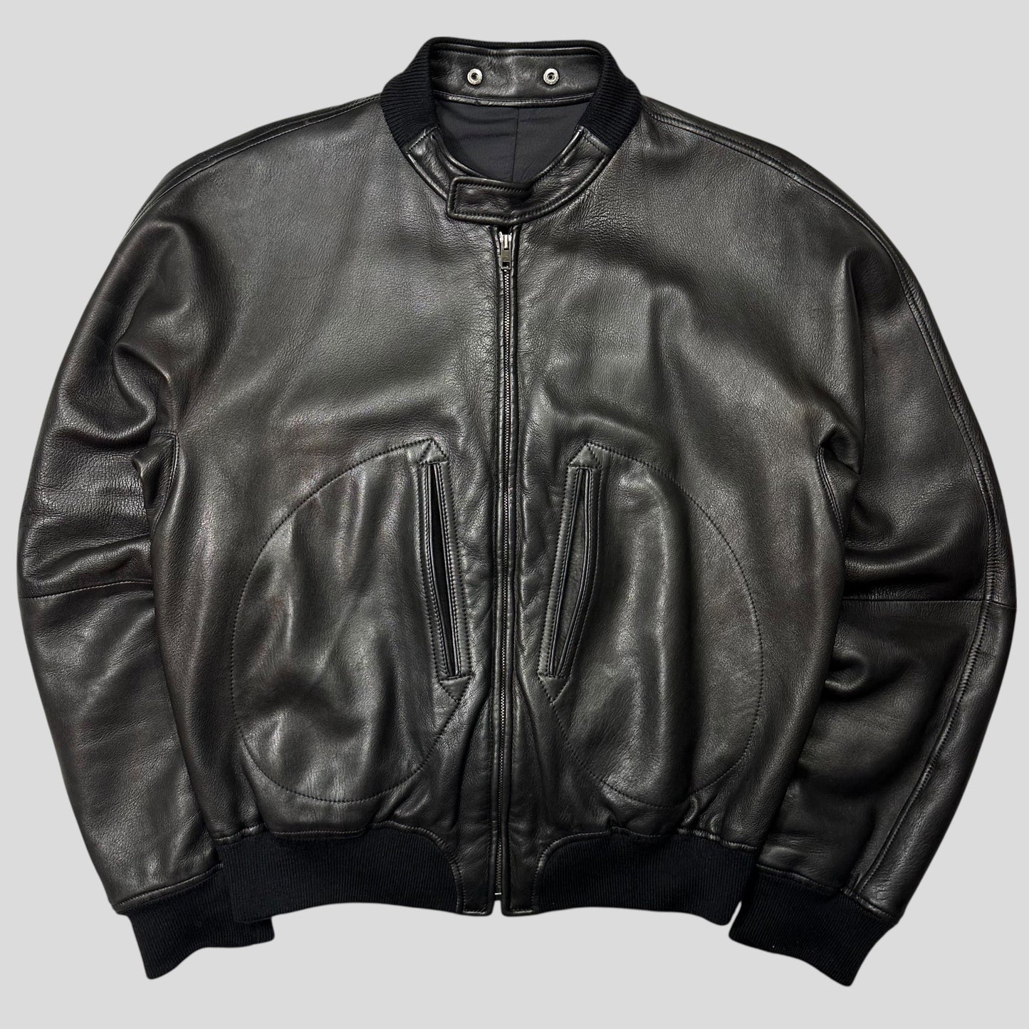 Gucci by Tom Ford FW03 Leather + Silk Pleated Padded Flight Jacket - IT50 (M/L) | Default Title, Black