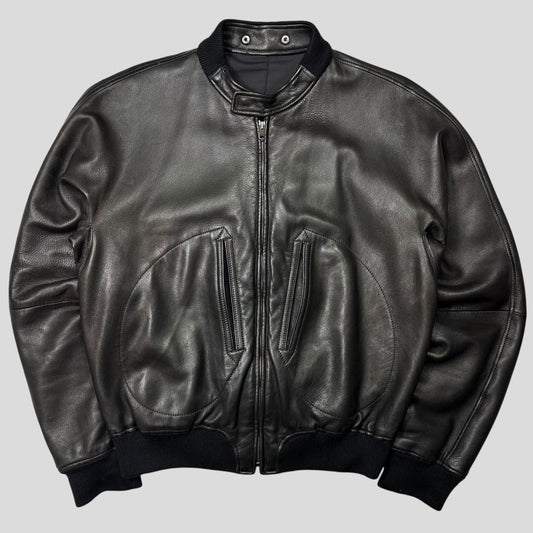 Gucci by Tom Ford FW03 Leather + Silk Pleated Padded Flight Jacket - IT50 (M/L) | Default Title, Black