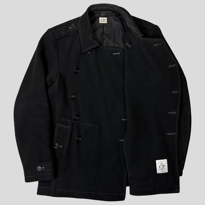 CP Company AW07 Heavy Wool Contrast Stitch Military Peacoat - IT52 | Default Title, Black