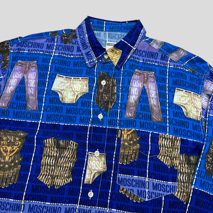 Moschino Jeans 1996 Clothes Print Shirt - L | Default Title, Blue