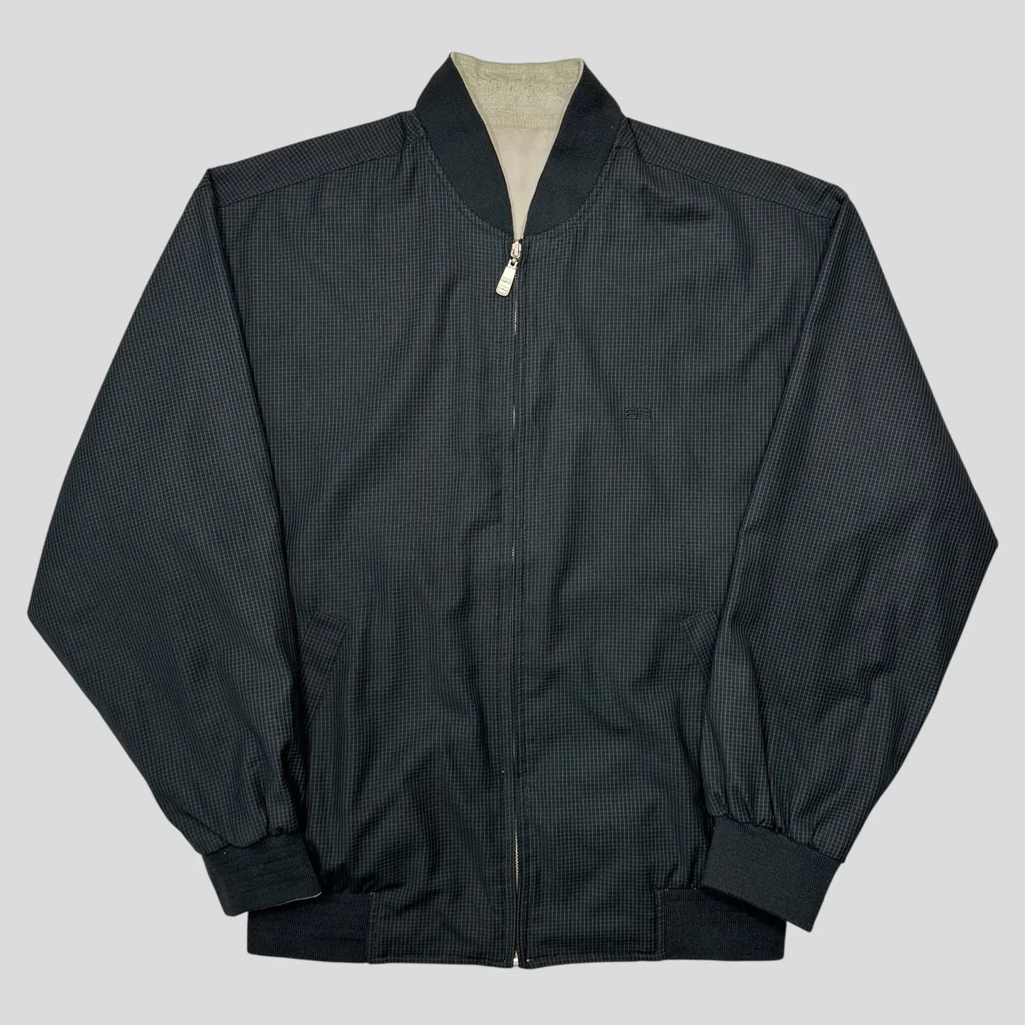 Balenciaga 90’s Grid Check Reversible Logo Bomber Jacket - L