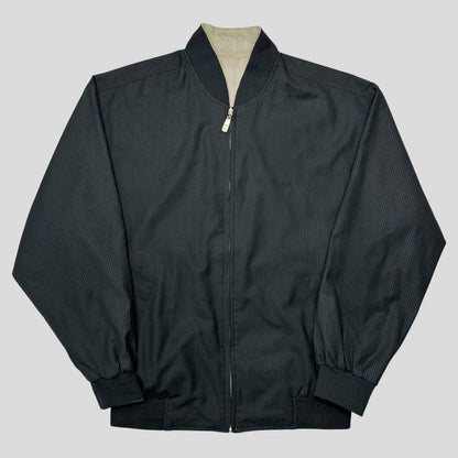 Balenciaga 90’s Grid Check Reversible Logo Bomber Jacket - L