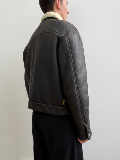 Armani Jeans 90s Sheepskin Leather Jacket | O/S, Black