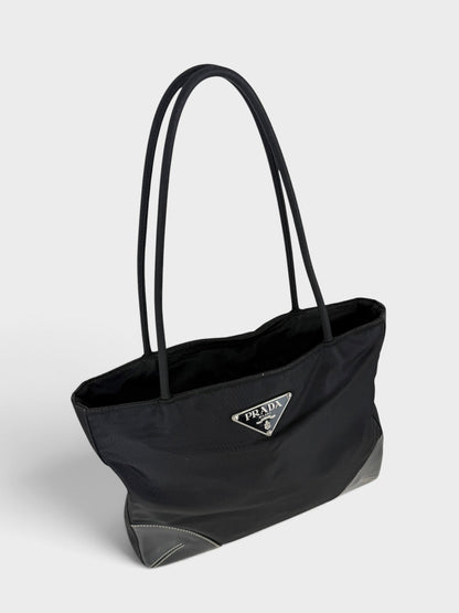 90s Prada Nylon Black Tote Bag | O/S, Black