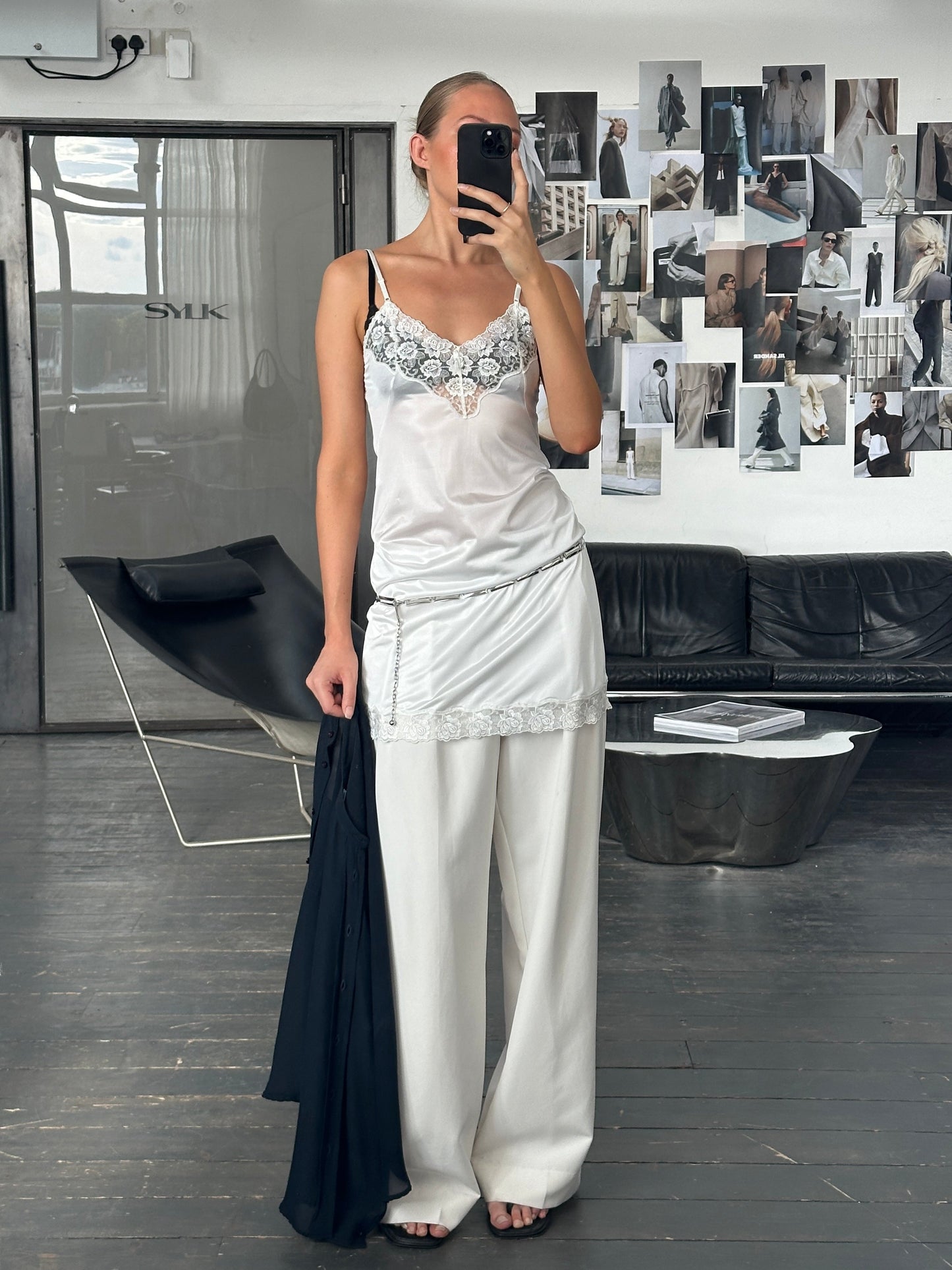 Vintage 1990s Lace Sheer Mini Slip Dress - S