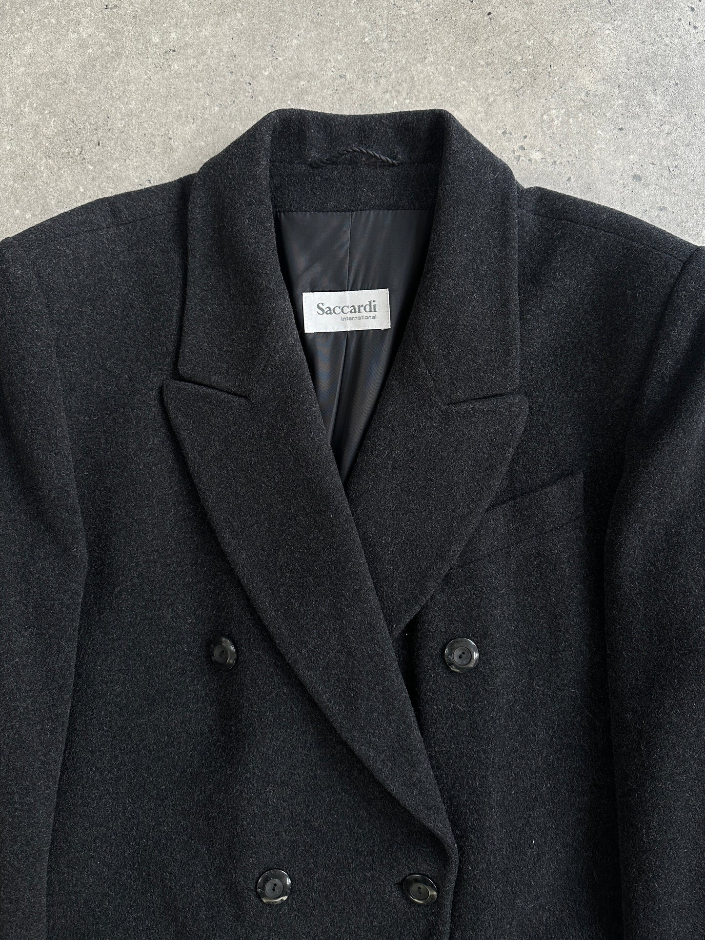 Italian Vintage 1980s Pure Wool Double Breasted Coat - XL