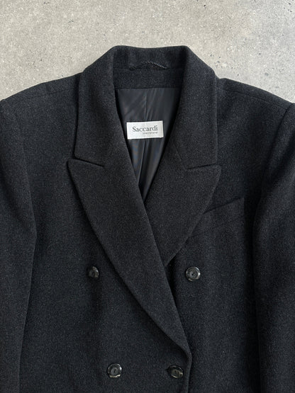 Italian Vintage 1980s Pure Wool Double Breasted Coat - XL