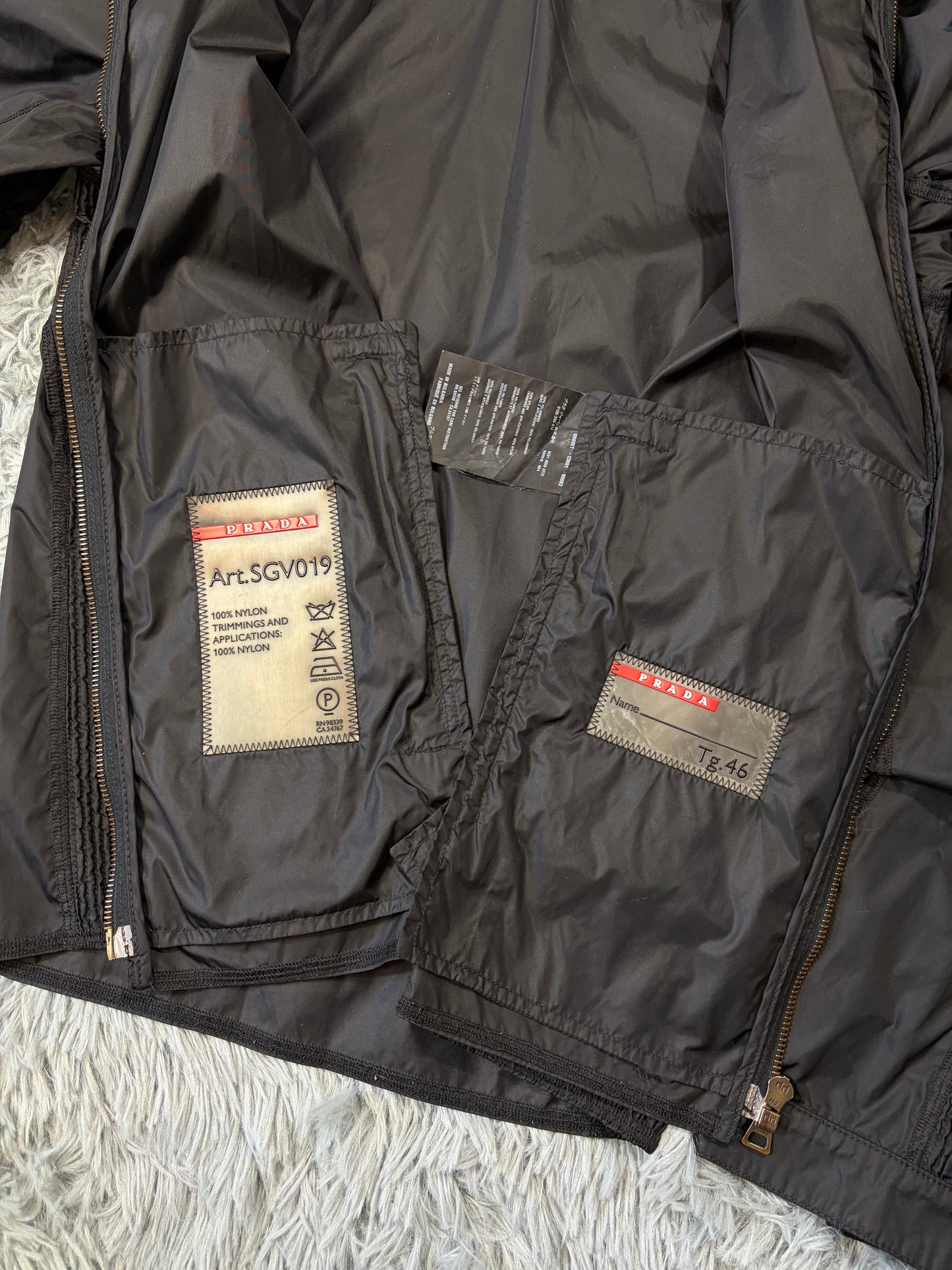 Prada Sport 2008 Pleated Black Tab Nylon Biker Jacket - M | O/S, Black
