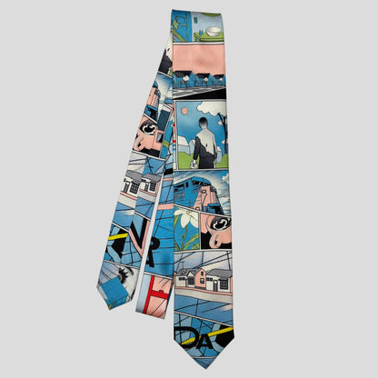 Prada Milano 2018 James Jean Comic Strip Silk Tie | O/S, Blue