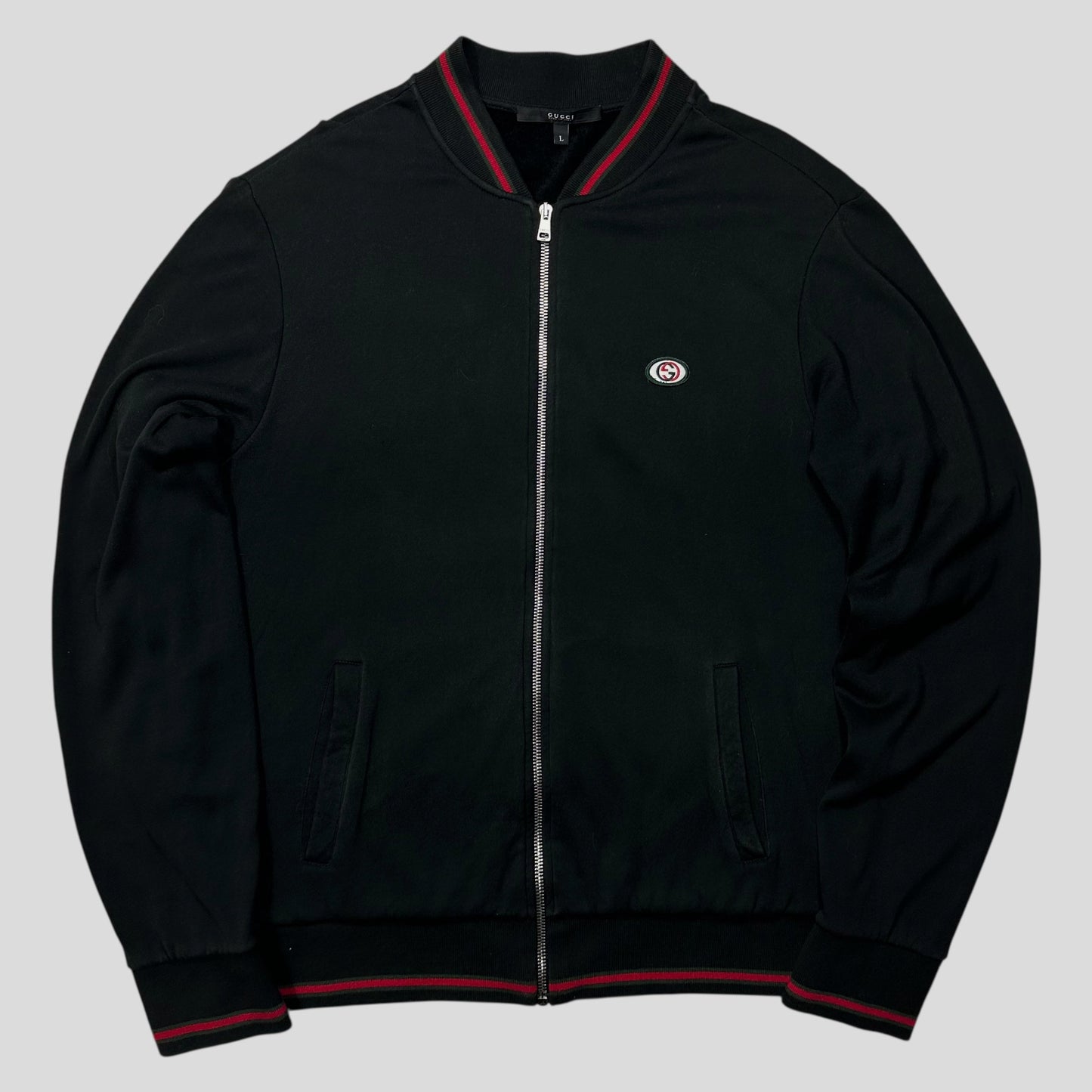 Gucci 2008 GG Logo Web Teddy Cotton Lined Track Jacket - M/L