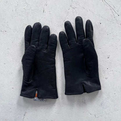2000s hugo boss orange goat leather gloves | O/S, Orange
