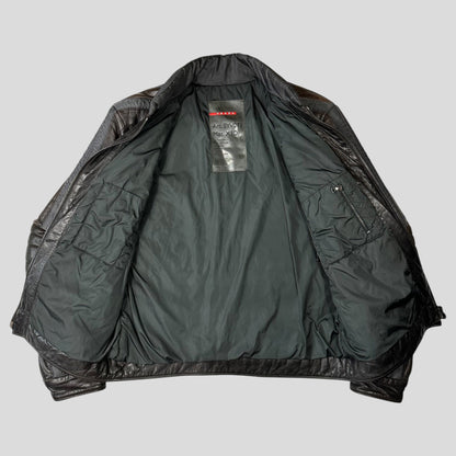 Prada Sport 00’s Leather + Nylon 3D Panelled Puffer Jacket - M/L