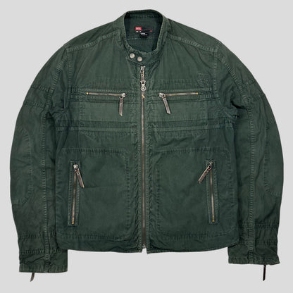 Diesel 00’s Green Cotton Multipocket Cargo Moto Jacket - L | XL, Green