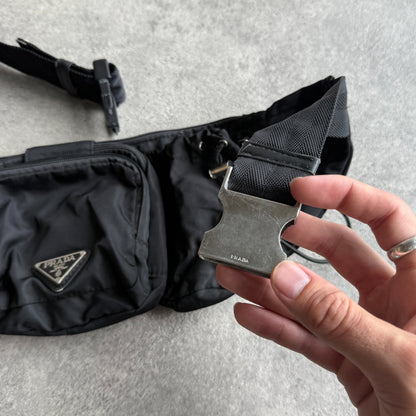 Prada 2000s technical cross body nylon bag (13”x6”)
