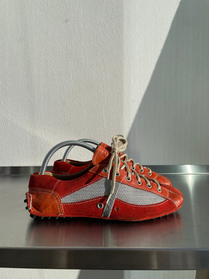 Prada Sport 00s Car Shoe Leather Trainer | Small, Red