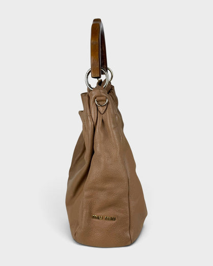 2010s Miu Miu Vitello Leather Brown Shoulder Bag | O/S, Multicoloured