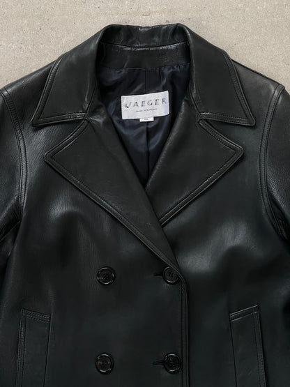 Jaeger 2000s Double Breasted Leather Jacket S/M