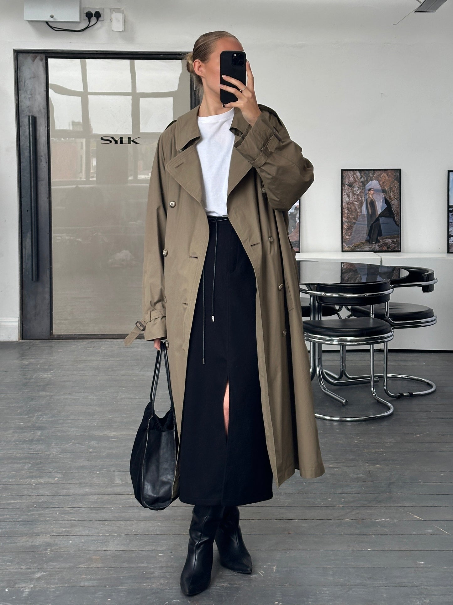 London Fog 1990s High Neck Double Breasted Belted Trench Coat - XL