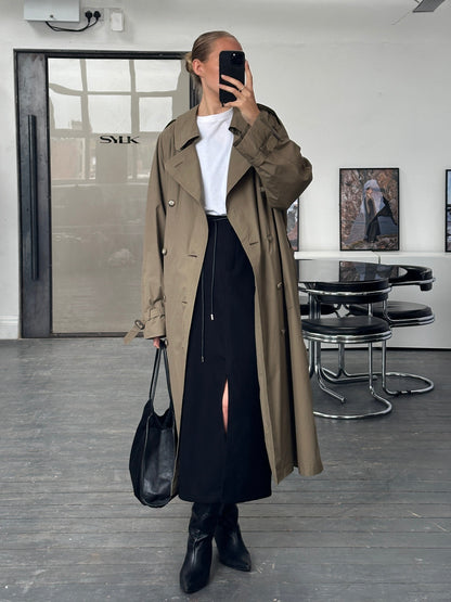 London Fog 1990s High Neck Double Breasted Belted Trench Coat - XL