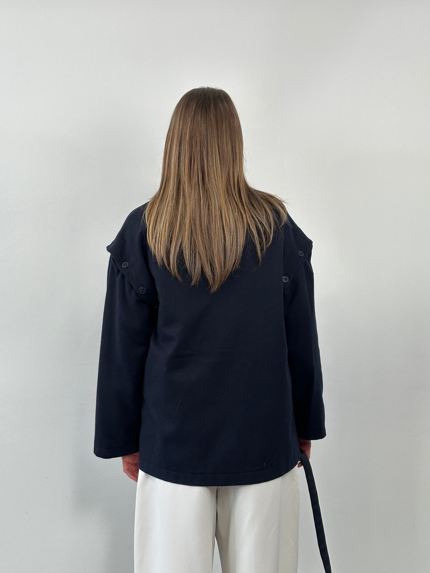 Italian Vintage 1990s Wool Detachable Sleeve Jacket - L/XL