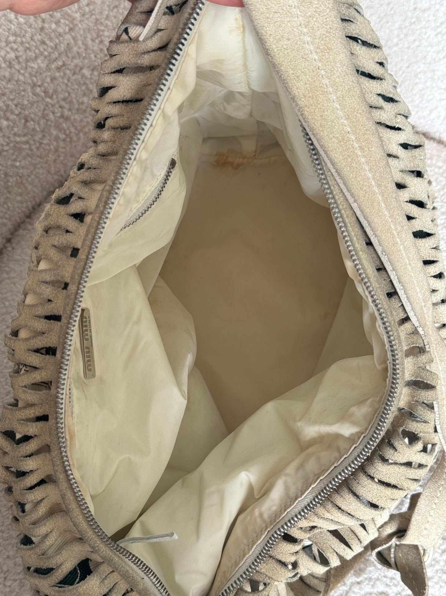 90s Miu Miu Suede Lattice Hobo Bag | O/S, Multicoloured