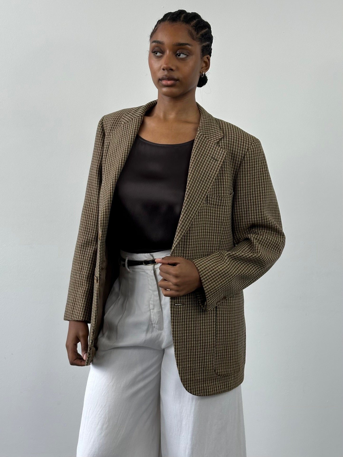 Burberry 1990s Pure Wool Houndstooth Single Breasted Blazer - 36S/S