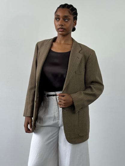 Burberry 1990s Pure Wool Houndstooth Single Breasted Blazer - 36S/S