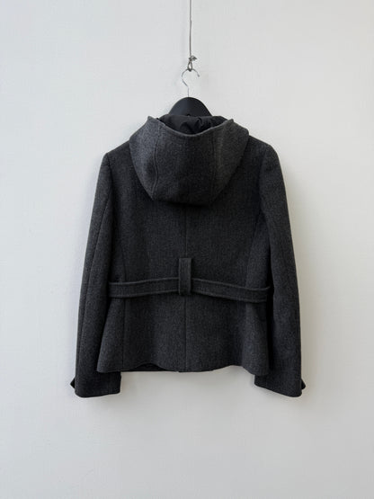 Prada 100% Virgin Wool Duffle Jacket | O/S, Charcoal