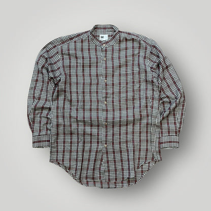 Issey Miyake Band Collar Check Shirt M