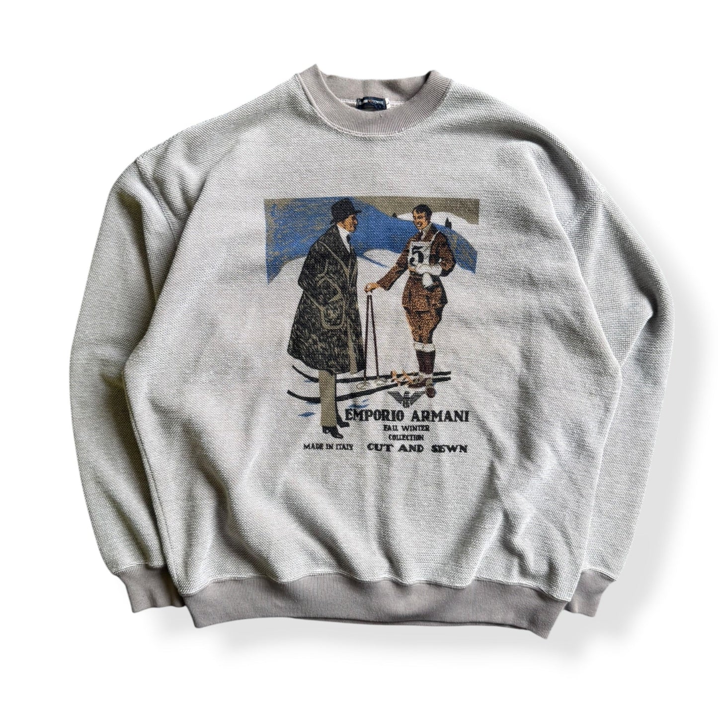 1980's Emporio Armani 'Cut & Sewn' Waffle Sweatshirt (L) | Default Title, Red