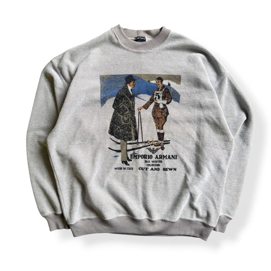 1980's Emporio Armani 'Cut & Sewn' Waffle Sweatshirt (L) | Default Title, Red