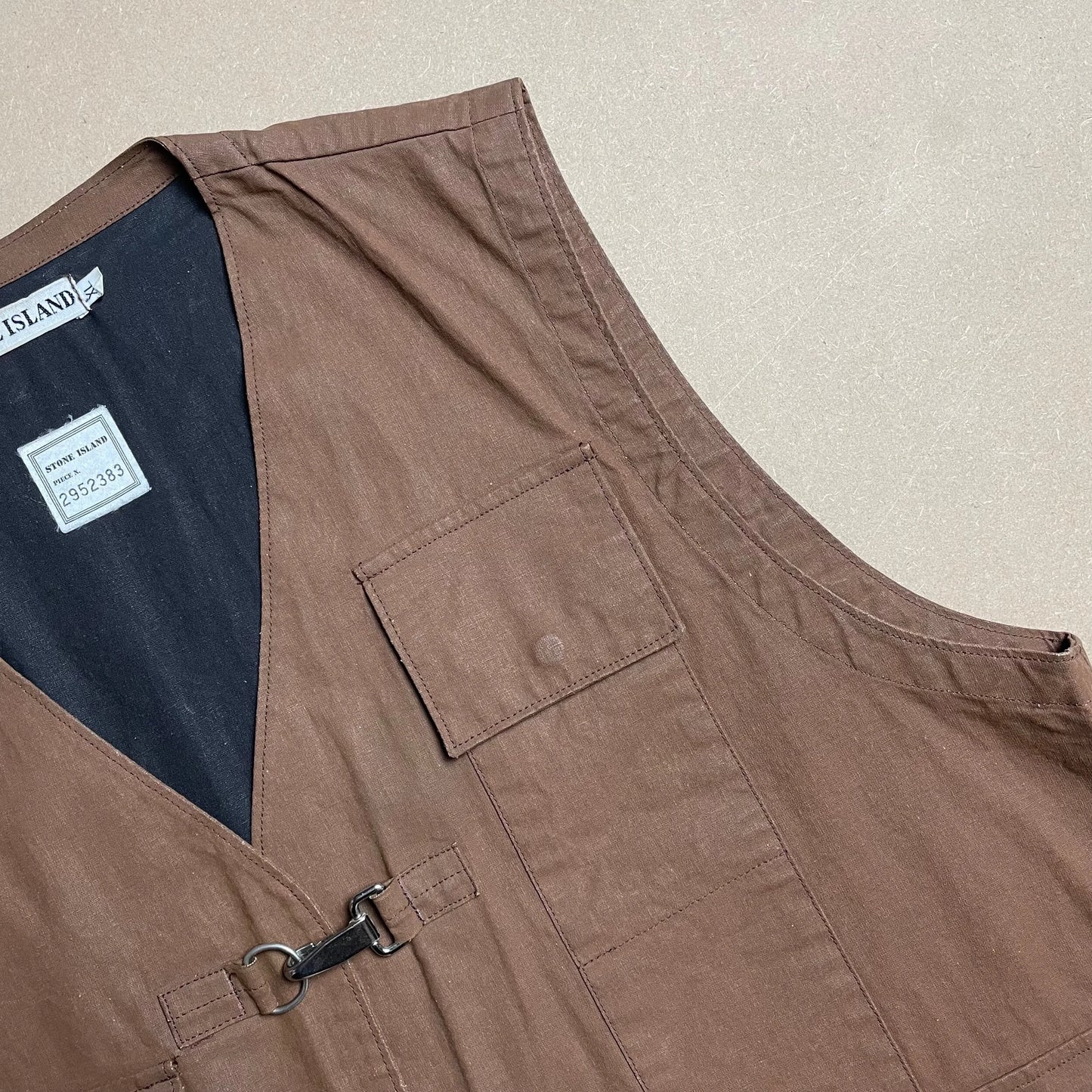 S/S 1993 Cocoa Brown Tela Stella Reflective Spell Out Utility Vest