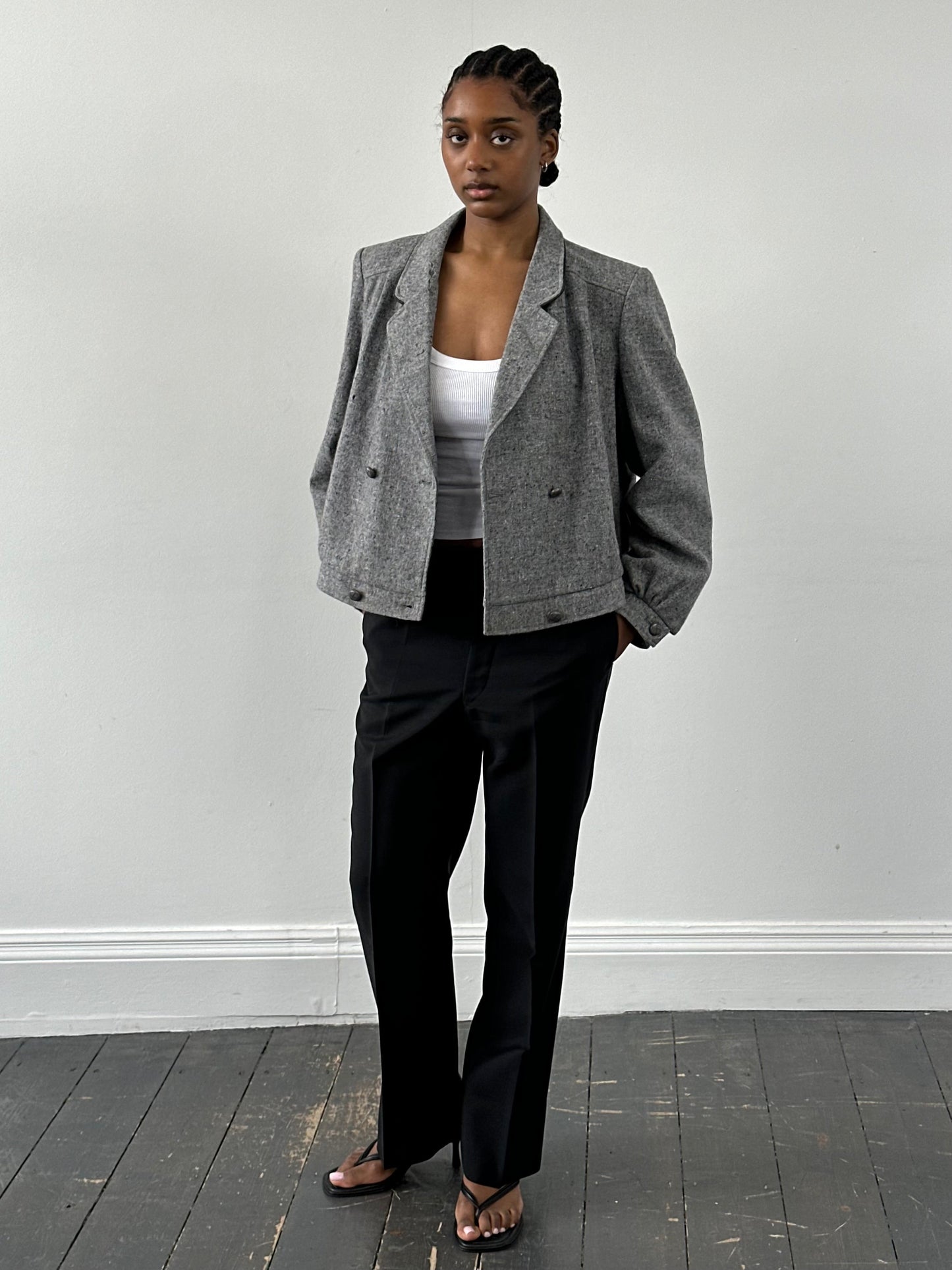 British Vintage 1980s Pure Wool Bomber Jacket - M