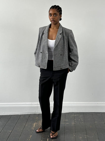British Vintage 1980s Pure Wool Bomber Jacket - M