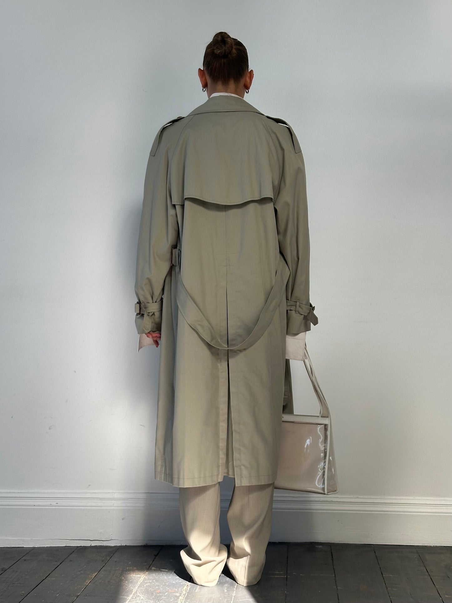 Italian Vintage Double Breasted Belted Trench Coat - XL